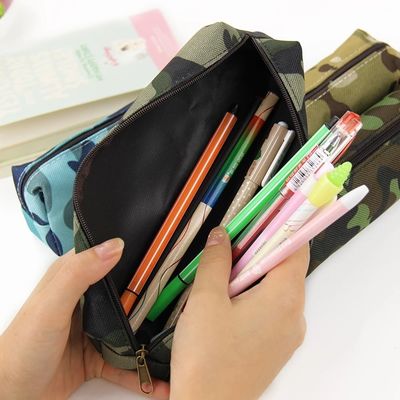 패키지 화장용 팁을 끌어내는 공장 주문 제작된  위장 펜슬 케이스 캔버스 연필 가방 학교 공급품 문구류 상자