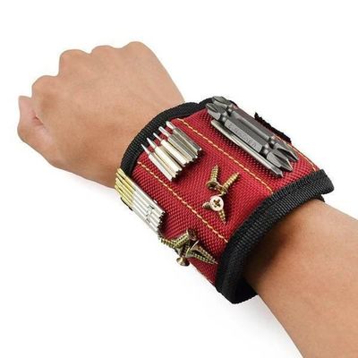 뜨거운 판매 폴리에스테르 강한 자기를 띤 손목 밴드 휴대용 기계 도구 가방 팁 전공 손목 도구 나사 네일은 비트 홀더를 꿰뚫습니다