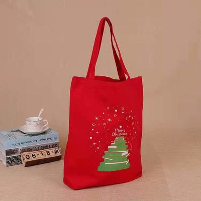 2021년은 프로모셔널 주문 제작된 크리스마스  캔버스  여성용 대형 손가방 재사용할 수 있는 산타 쇼핑 가방 핸드백  선물을 아이들에 팔아  뜨거워집니다