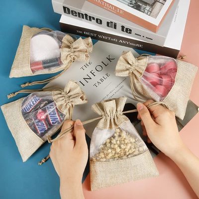 파티 찬성과 결혼하여 사탕을 위한 선물 가방 보석 팁을 드로스트링 가벼운 오래가는 삼베 완전한 가방
