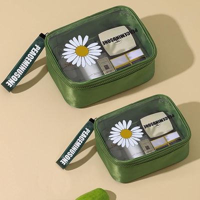 여자 남자를 위한 데이지 투명한 화장용 PVC 방수 여행 메이크업 부대 녹색
