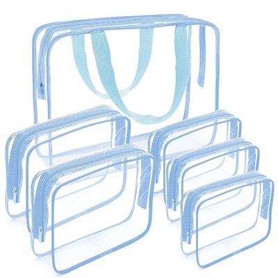 맑은 화장품 메이크업 가방 맑은 PVC 세트 지퍼 손잡이 휴대 여행